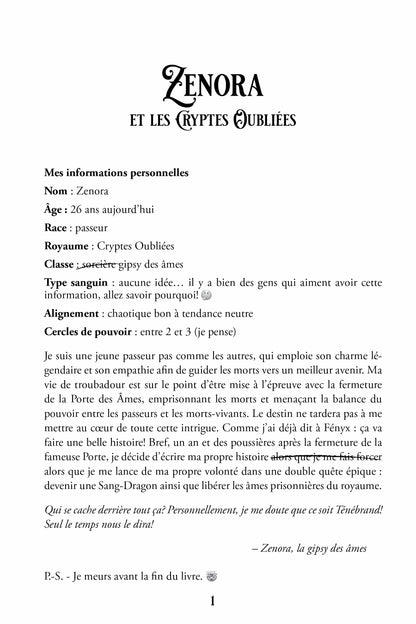Roman HMD 7 - Zenora et les cryptes oubl