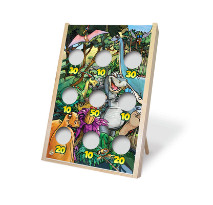 Roseline & Dino bean toss game