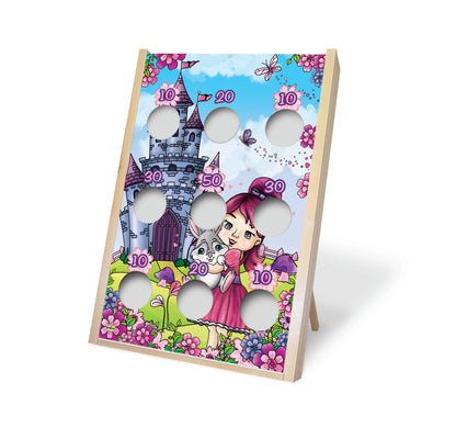 Roseline & Dino bean toss game