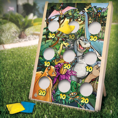 Roseline & Dino bean toss game