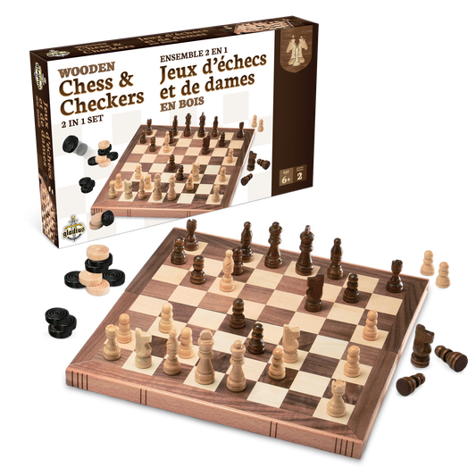 Foldable wooden Chess and Checkers Games