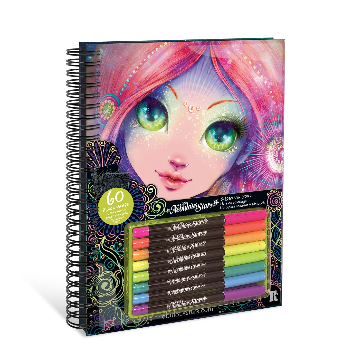Nebulous Stars Black Pages Coloring Book - Coralia
