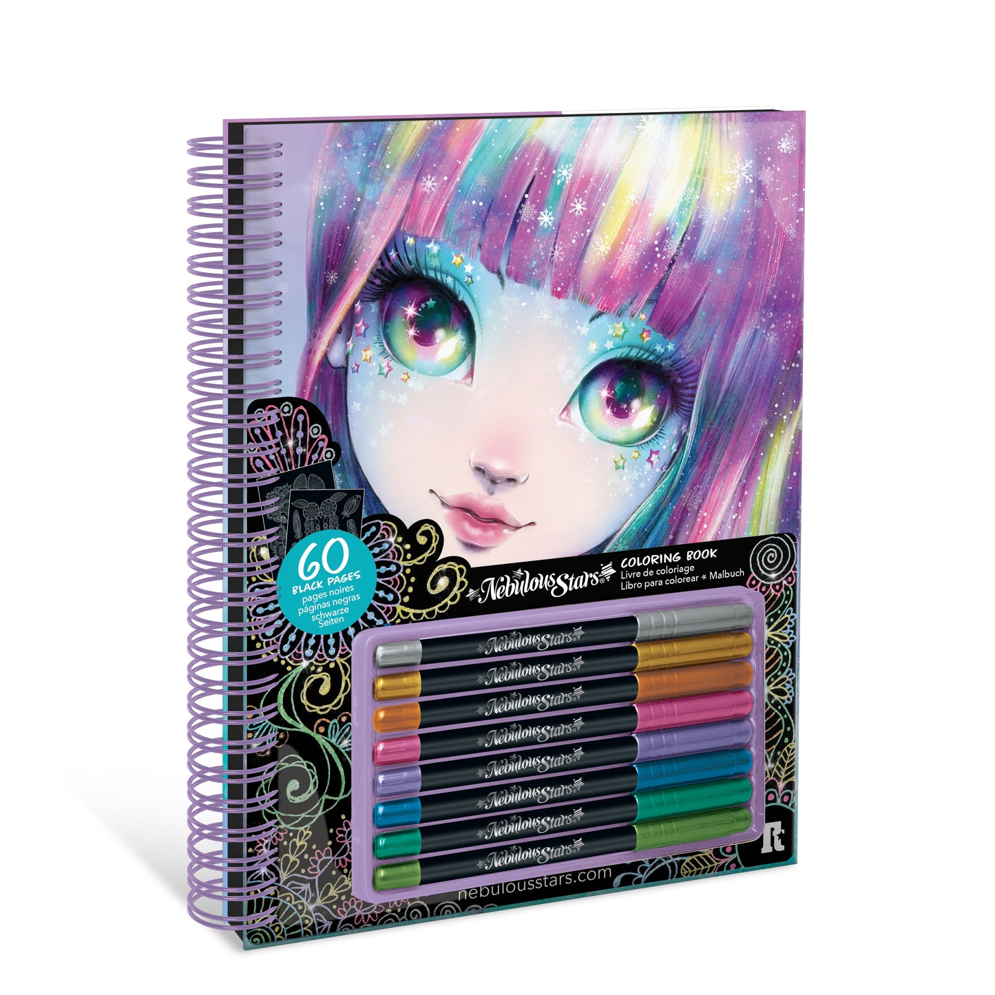 Nebulous Stars Black Pages Coloring Book - Isadora